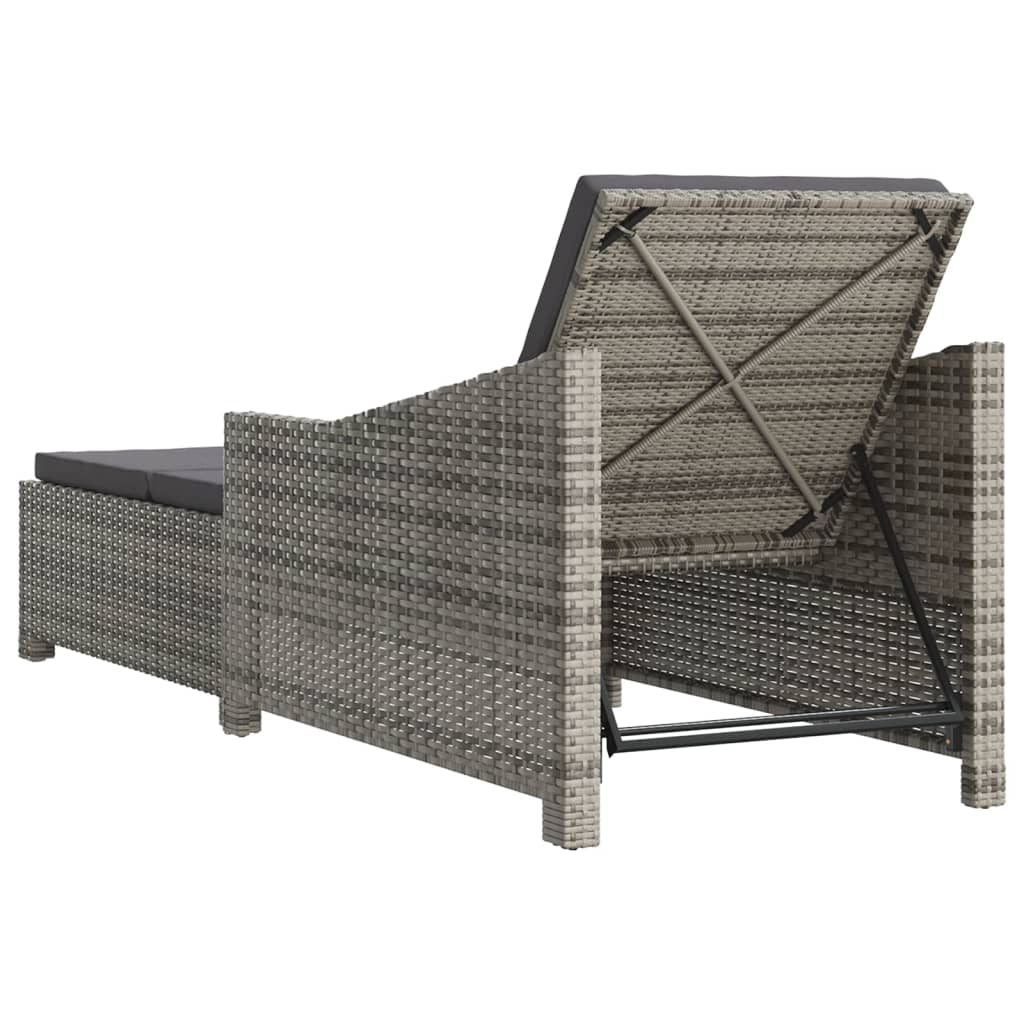 Lettino Prendisole con Cuscino Grigio Scuro Polyrattan Grigio cod mxl 23228