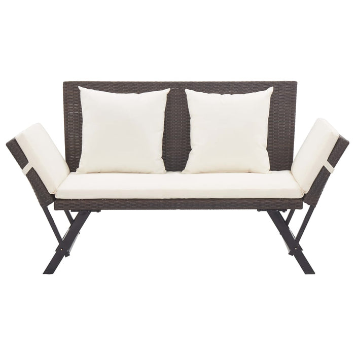 Panca da Giardino con Cuscini Marrone 176 cm in Polyrattan