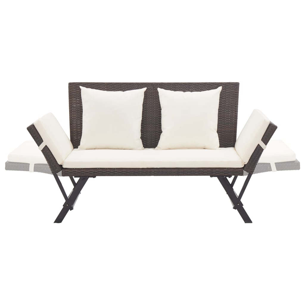Panca da Giardino con Cuscini Marrone 176 cm in Polyrattan