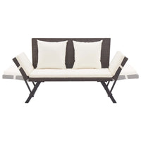 Panca da Giardino con Cuscini Marrone 176 cm in Polyrattan