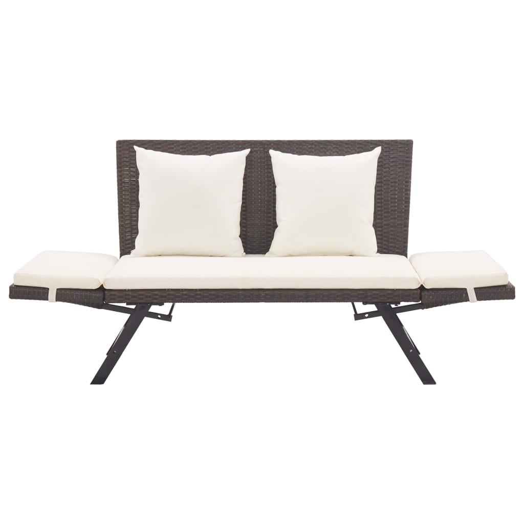 Panca da Giardino con Cuscini Marrone 176 cm in Polyrattan
