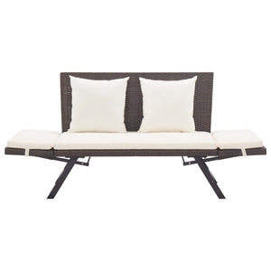 Panca da Giardino con Cuscini Marrone 176 cm in Polyrattan