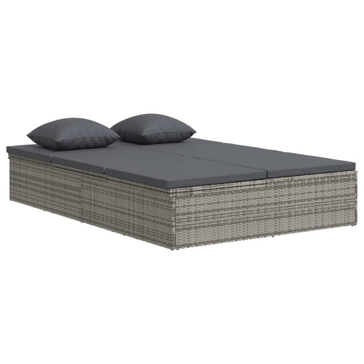 Lettino Reclinabile con Cuscini in Polyrattan Grigio Scuro 317240
