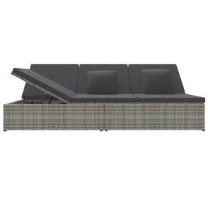 Lettino Reclinabile con Cuscini in Polyrattan Grigio Scuro 317240
