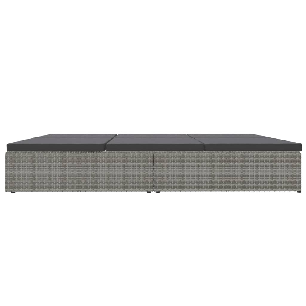 Lettino Reclinabile con Cuscini in Polyrattan Grigio Scuro 317240