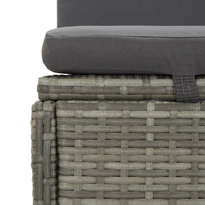 Lettino Reclinabile con Cuscini in Polyrattan Grigio Scuro 317240