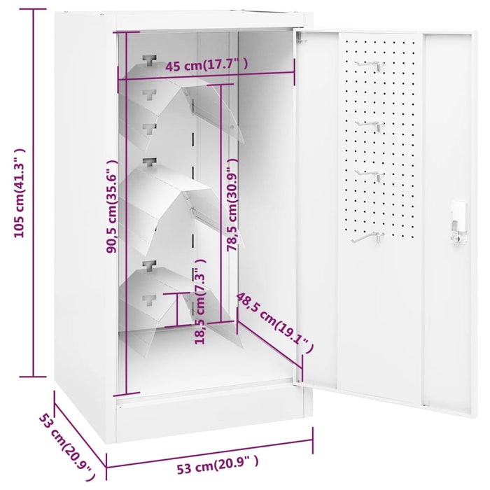Armadio Porta Sella Bianco 53x53x105 cm in Acciaio