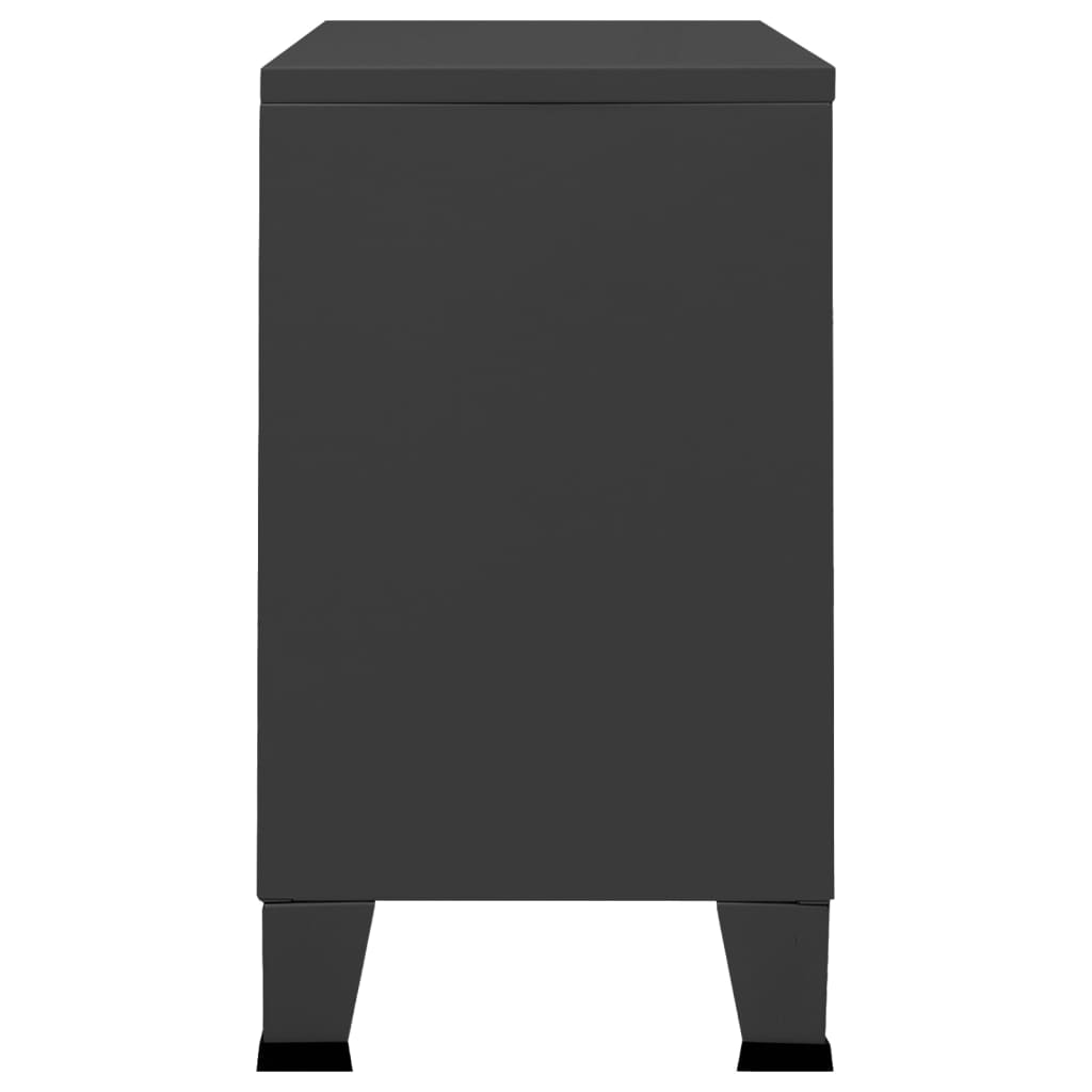 Credenza Antracite Industriale 105x35x62 cm in Metallo e Vetro 339610