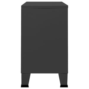 Credenza Antracite Industriale 105x35x62 cm in Metallo e Vetro 339610