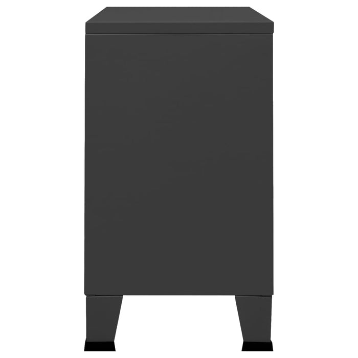 Credenza Antracite Industriale 105x35x62 cm in Metallo e Vetro 339610