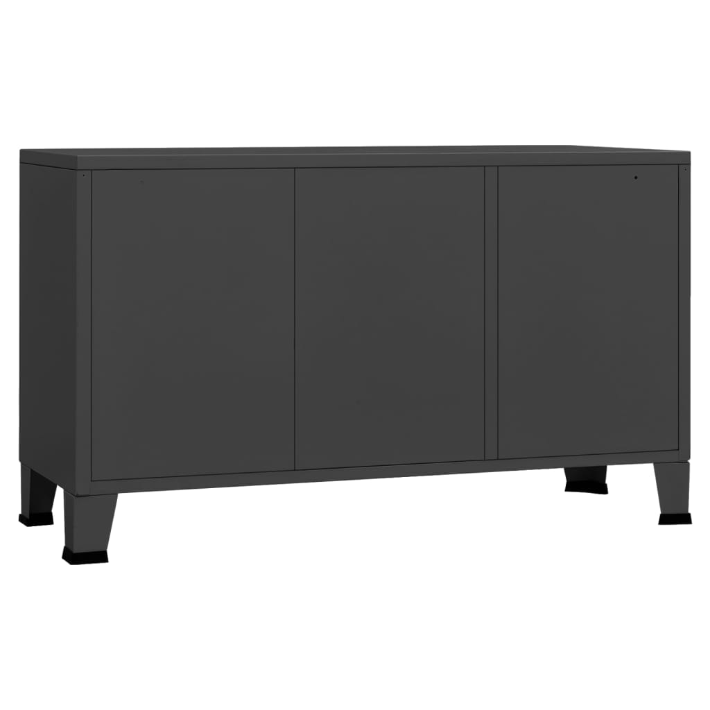 Credenza Antracite Industriale 105x35x62 cm in Metallo e Vetro 339610