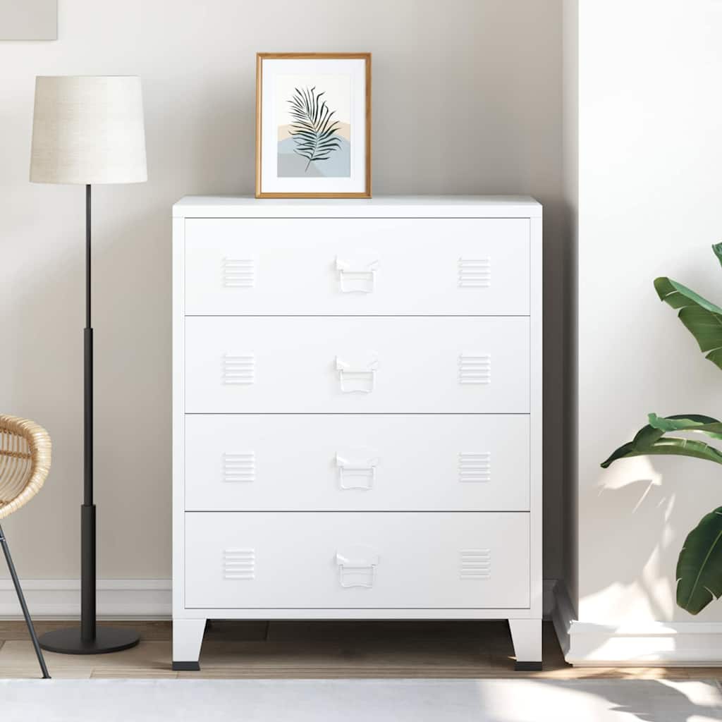 Cassettiera Industriale Bianca 78x40x93 cm in Metallocod mxl 92388