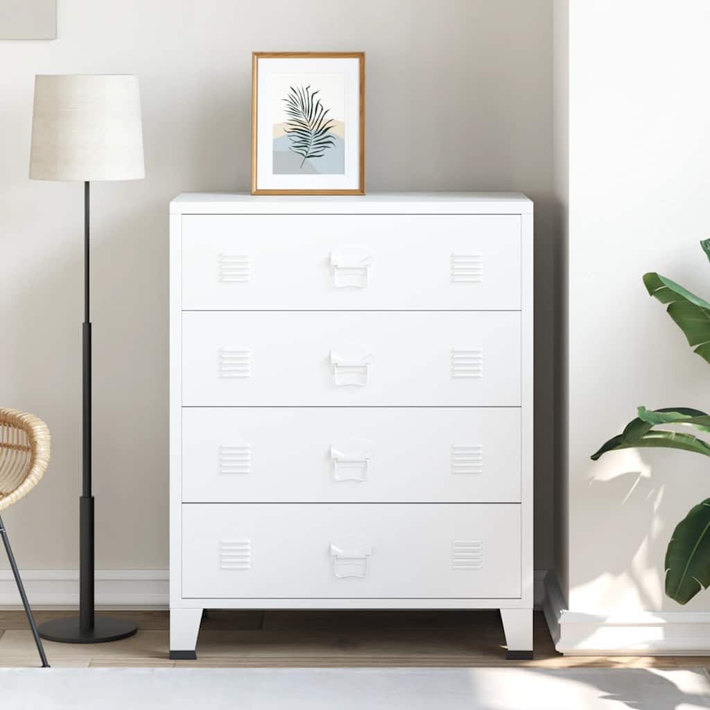 Cassettiera Industriale Bianca 78x40x93 cm in Metallo 339616