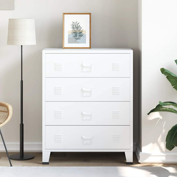 Cassettiera Industriale Bianca 78x40x93 cm in Metallo 339616