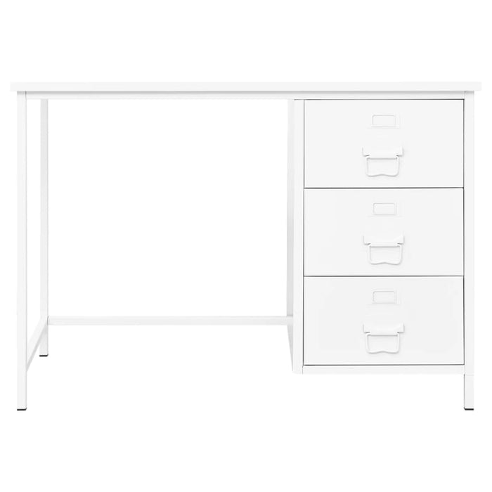 Scrivania tavolo postazione di lavoro mobile per computer studio industriale con cassetti 105 x 52 x 75 cm Acciaio bianco 02_0023864