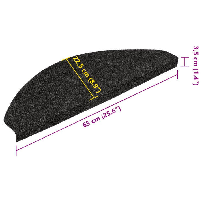 Tappetini Autoadesivi per Scale 15 pz 65x22,5x3,5 cm Antracite 136395