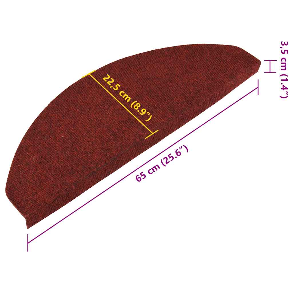 Tappetini Autoadesivi per Scale 15 pz 65x22,5x3,5 cm Rossi 136398