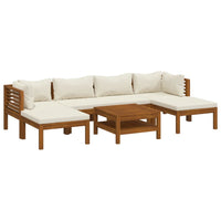 Set Divani da Giardino 7 pz con Cuscini Crema in Legno Acacia 3086946