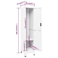 Armadietto con Serratura Bianco 38x45x180 cm in Acciaio 339772