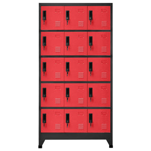 Armadietto con Serratura Antracite e Rosso 90x40x180cm Acciaio 339825