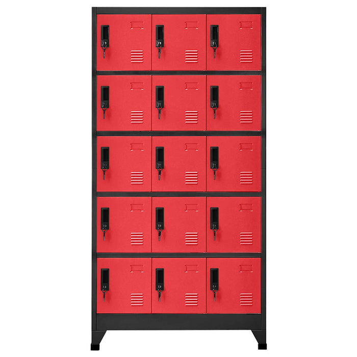 Armadietto con Serratura Antracite e Rosso 90x40x180cm Acciaio 339825