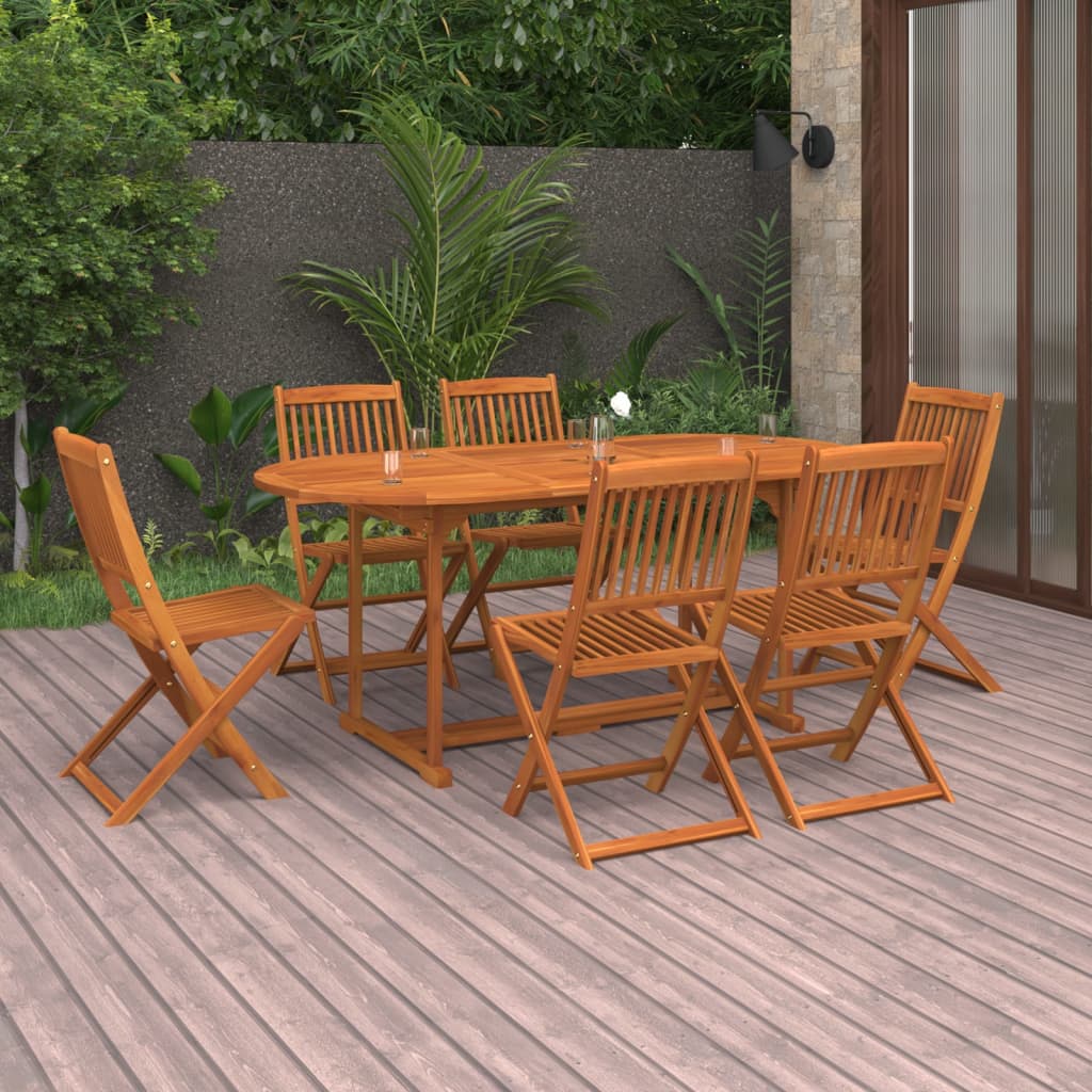 Set Pranzo da Giardino 7 pz in Legno Massello di Acacia cod mxl 49147