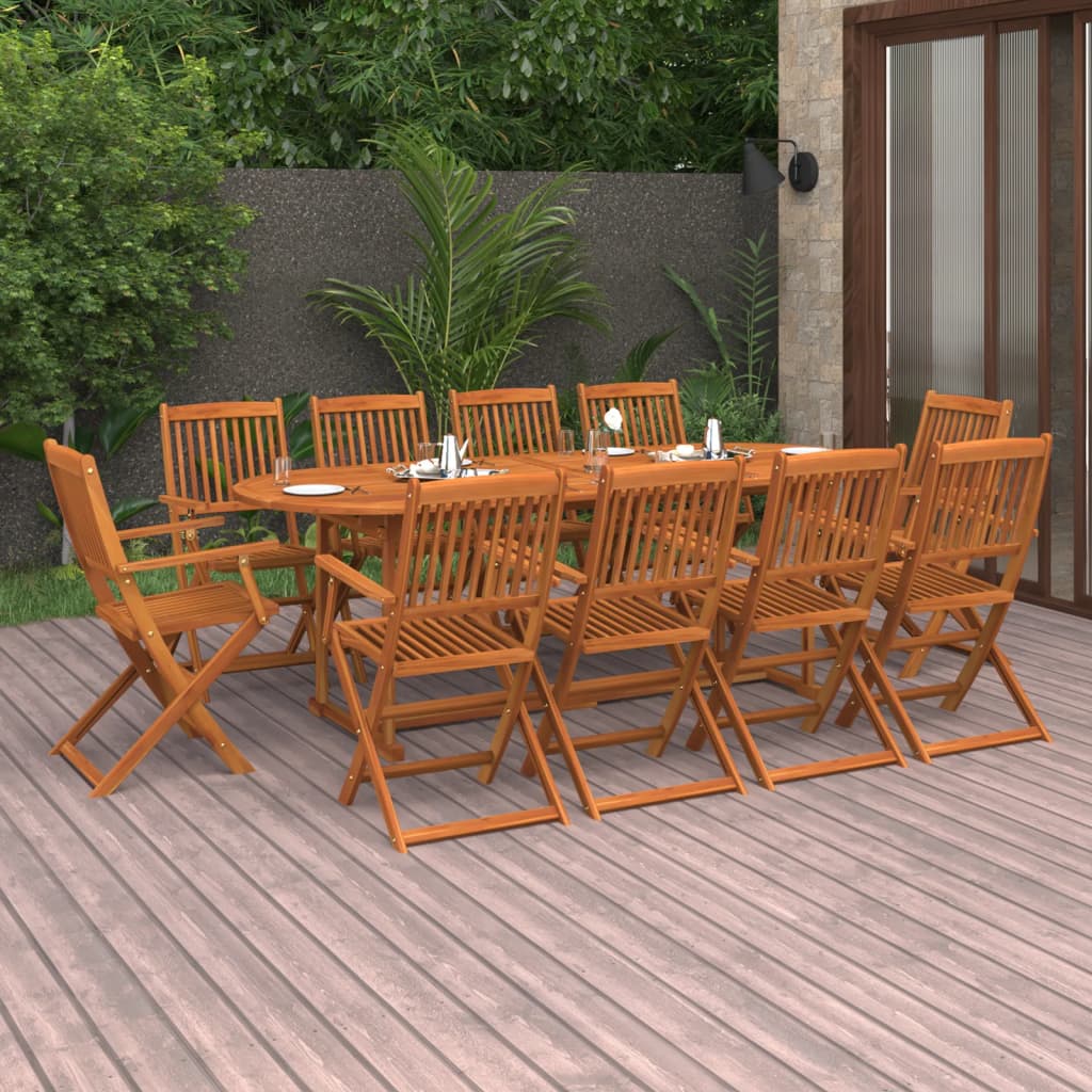 Set da Pranzo da Giardino 11 pz 220x90x75 cm Massello di Acacia 3086975