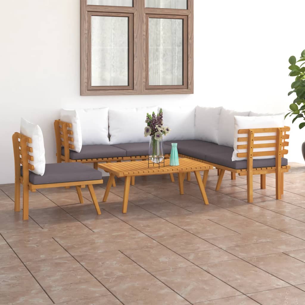 Set Divani da Giardino 7 pz con Cuscini in Massello di Acacia cod mxl 38183