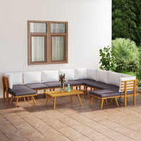 Set Divani da Giardino 11 pz con Cuscini in Massello di Acacia cod mxl 38185