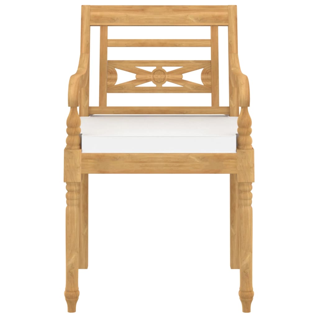 Sedie Batavia con Cuscini 4 pz in Legno Massello di Teak 3087054