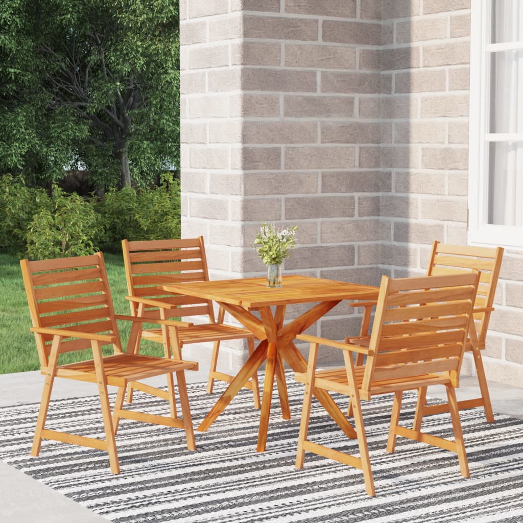 Set Mobili da Pranzo per Giardino 5 pz Legno Massello di Acacia cod mxl 36280