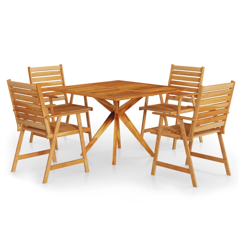 Set Mobili da Pranzo per Giardino 5 pz Legno Massello di Acacia cod mxl 35085