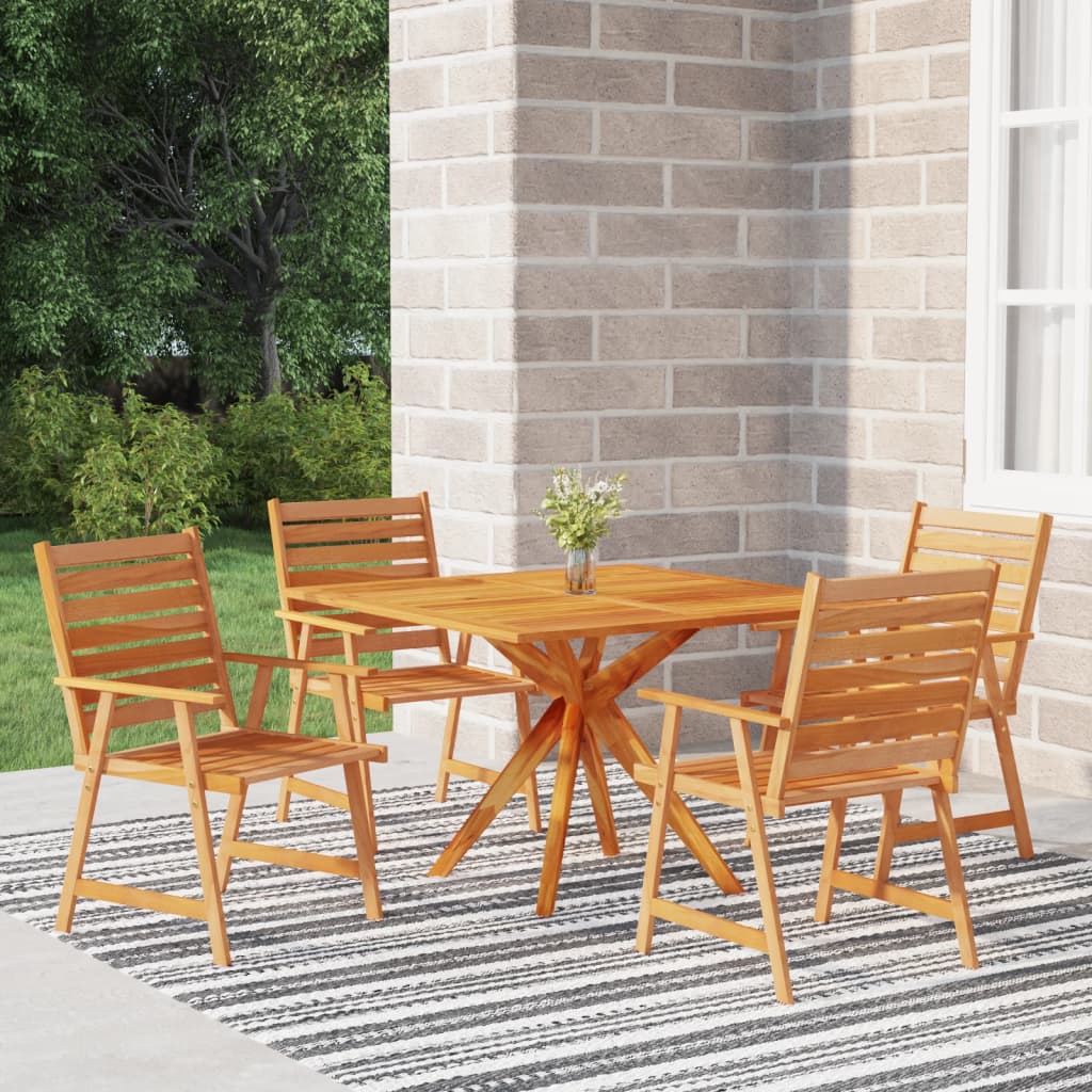 Set Mobili da Pranzo per Giardino 5 pz Legno Massello di Acacia cod mxl 35085