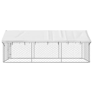 Cuccia gabbia per animali da esterno con tetto 400 x 200 x 150 cm Argento 02_0041910