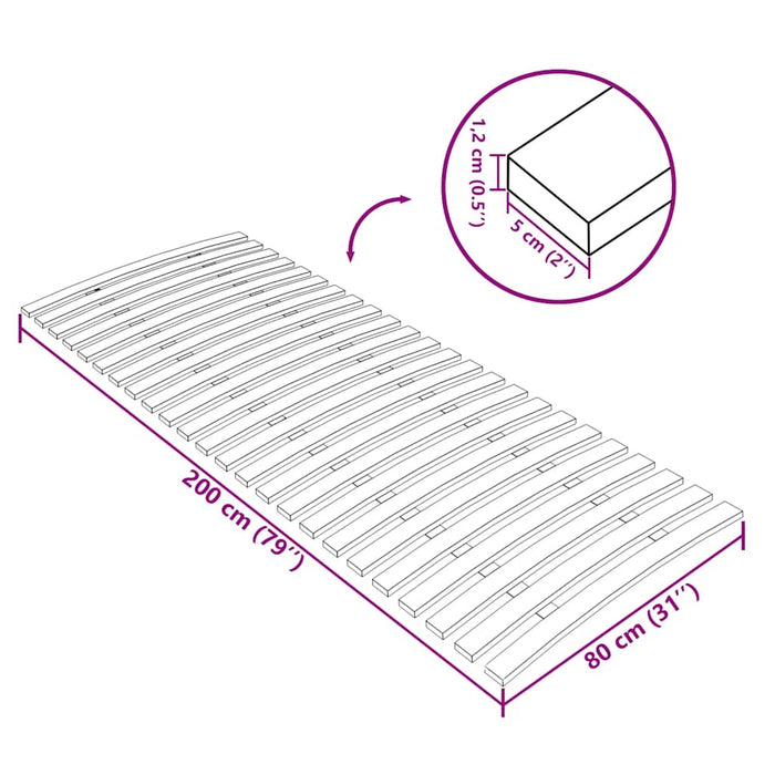 Rete a Doghe con 24 Doghe 80x200 cm