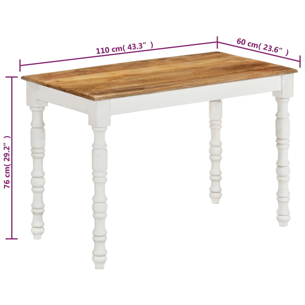 vidaXL Tavolo da Pranzo 110x60x75 cm in Legno Massello di Mango