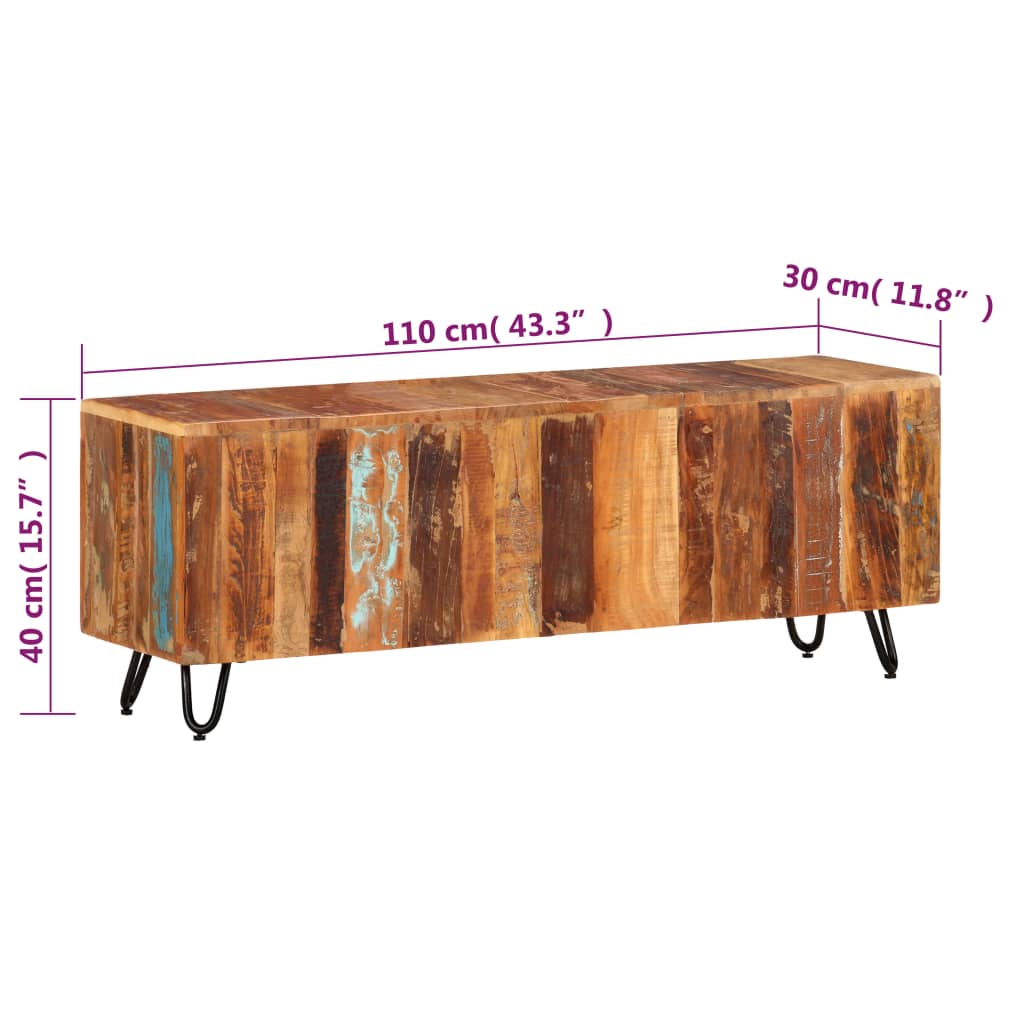 Mobile Porta TV-Mobile per TV-Credenza TV 110x30x40 cm in Legno Massello Riciclato