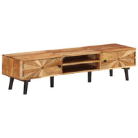 Mobile TV multimediale scaffale TV credenza mobile TV sala da pranzo soggiorno camera da letto 145 x 35 x 35 cm legno massello di acacia marrone 02_0025945