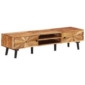 Mobile TV multimediale scaffale TV credenza mobile TV sala da pranzo soggiorno camera da letto 145 x 35 x 35 cm legno massello di acacia marrone 02_0025945
