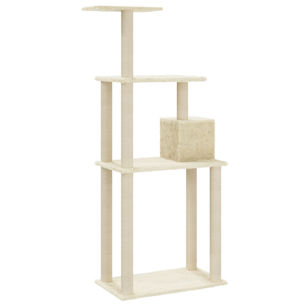 Albero per Gatti con Tiragraffi in Sisal Crema 147 cm