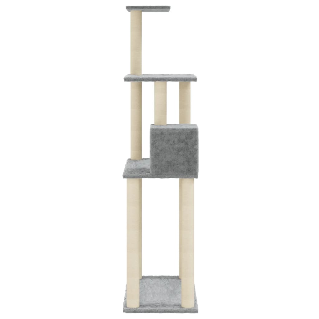 Albero per Gatti con Tiragraffi in Sisal Grigio Chiaro 147 cm 171477