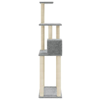 Albero per Gatti con Tiragraffi in Sisal Grigio Chiaro 147 cm 171477