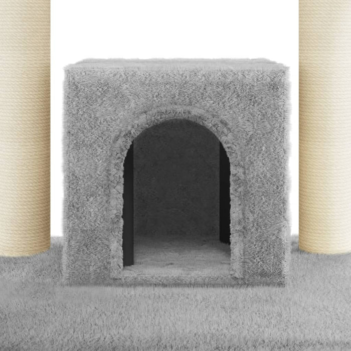 Albero per Gatti con Tiragraffi in Sisal Grigio Chiaro 110 cm 171480