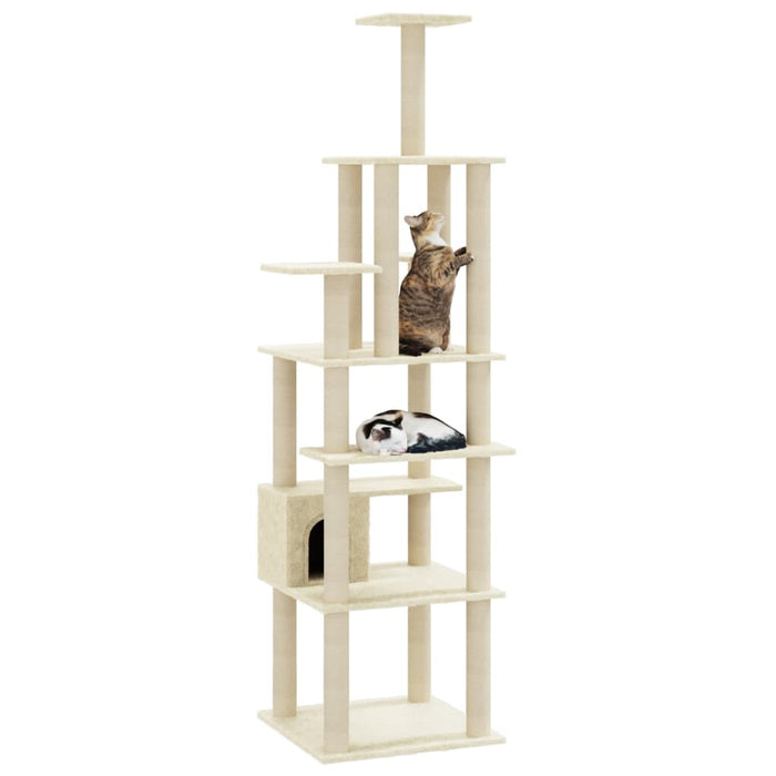 Albero per Gatti con Tiragraffi in Sisal Crema 183 cm 171482