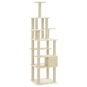 Albero per Gatti con Tiragraffi in Sisal Crema 183 cm 171482