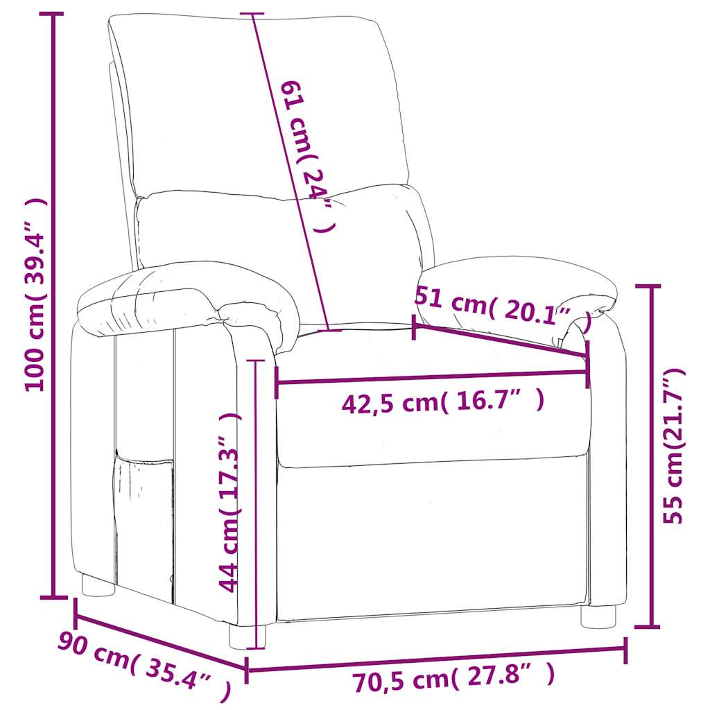 vidaXL Poltrona Reclinabile in Tessuto Marrone