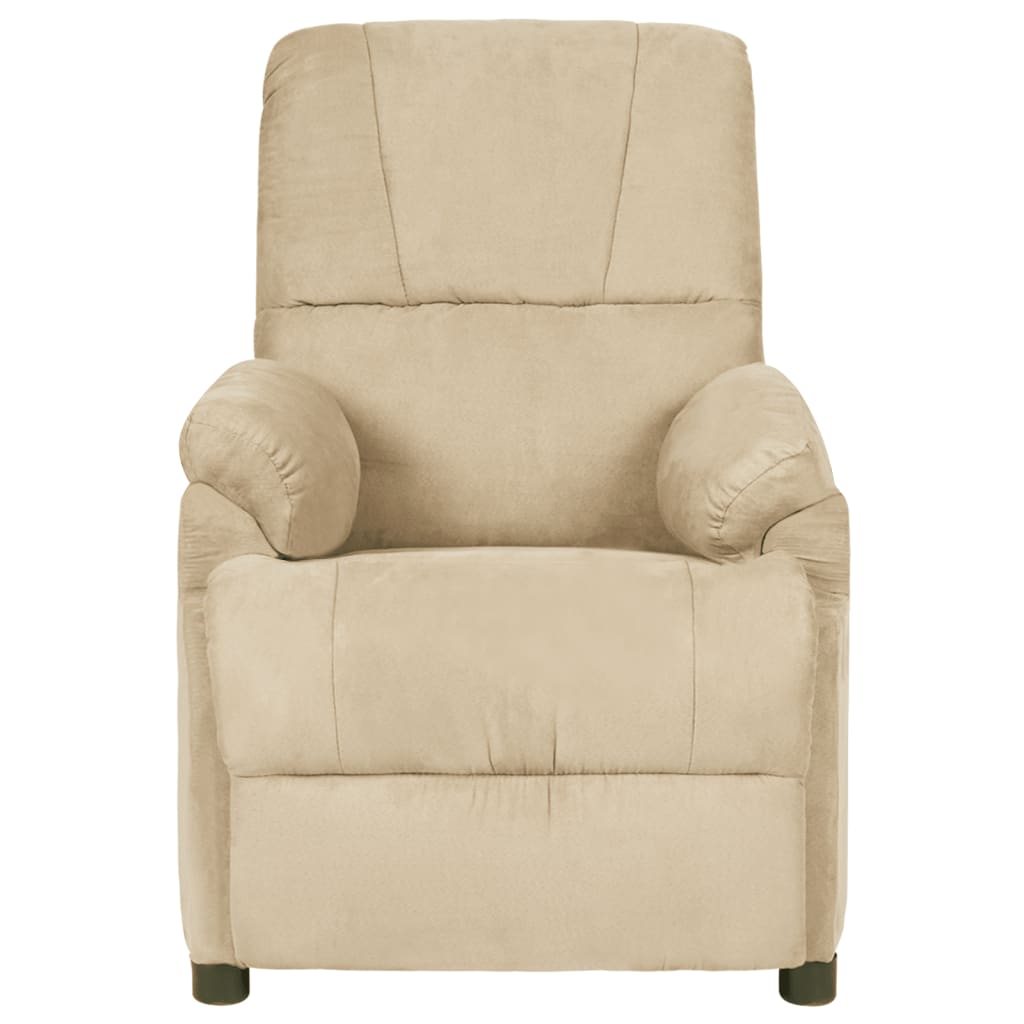 vidaXL Poltrona Massaggiante Crema in Tessuto di Microfibra