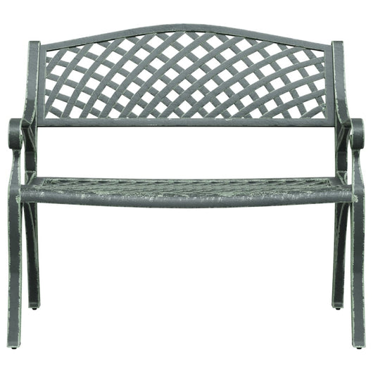 Panca da giardino mobili da giardino per esterni terrazza 102 x 50 x 83 cm verde pressofuso di alluminio 02_0011148