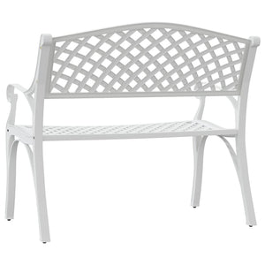 Panca da giardino mobili da giardino per esterni terrazza 102 x 50 x 83 cm alluminio pressofuso bianco 02_0011145