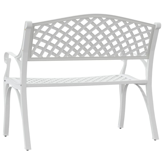 Panca da giardino mobili da giardino per esterni terrazza 102 x 50 x 83 cm alluminio pressofuso bianco 02_0011145